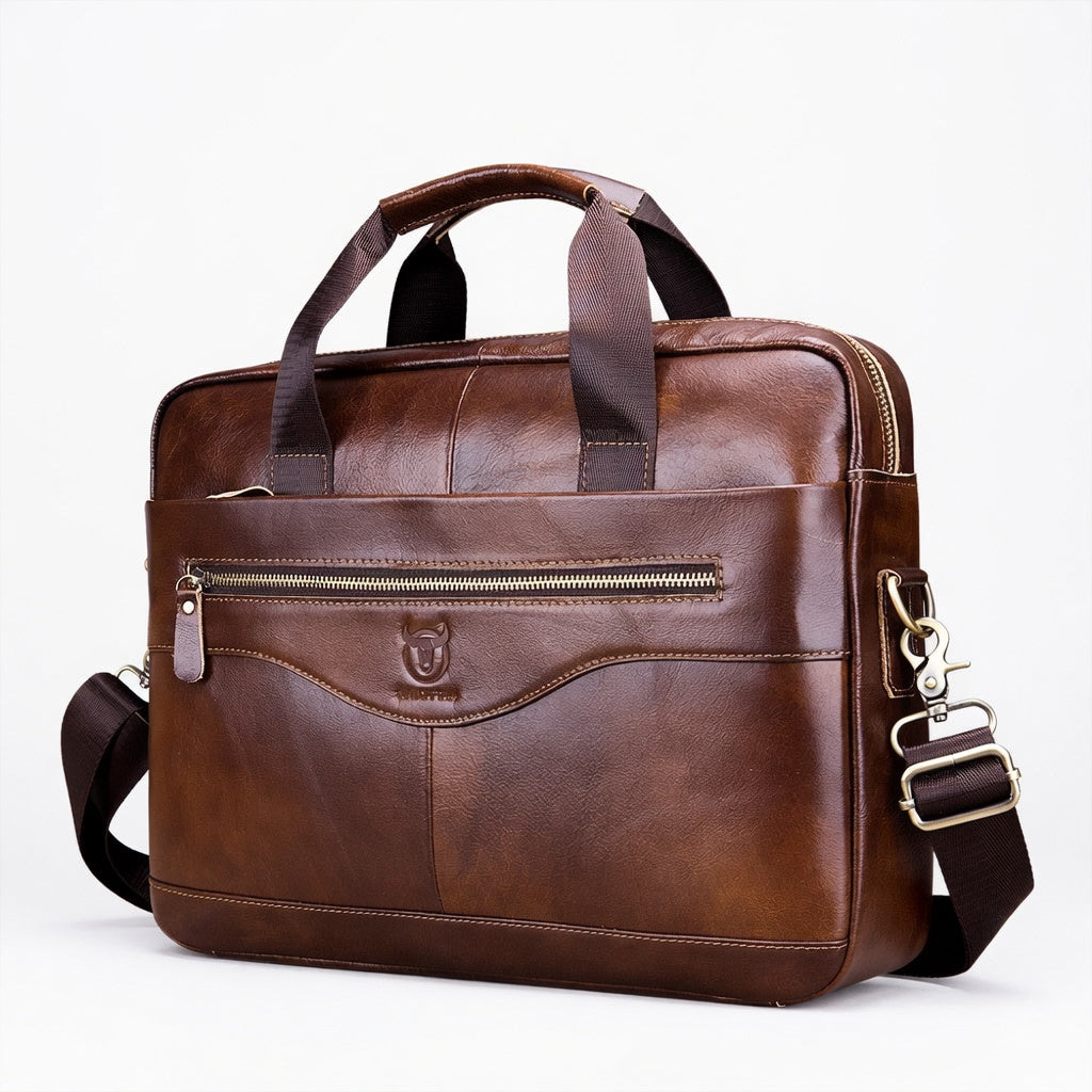 Men's Genuine Leather Briefcase 15.6" Laptop Bag Brown