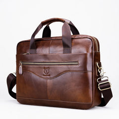 Men's Genuine Leather Briefcase 15.6" Laptop Bag Brown