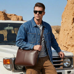 Men's Genuine Leather Briefcase 15.6" Laptop Bag