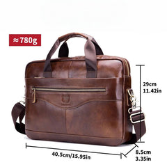 Men's Genuine Leather Briefcase 15.6" Laptop Bag