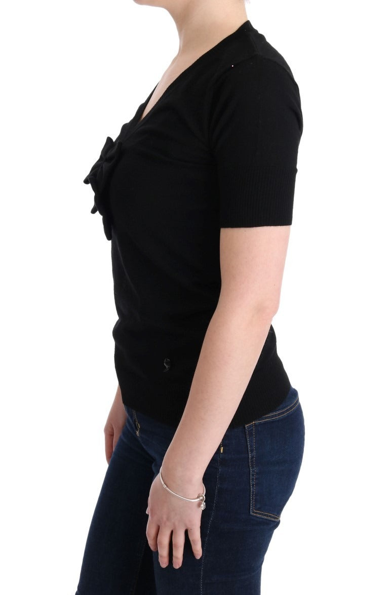MARGHI LO' Black 100% Lana Wool Blouse Women T-shirt Top