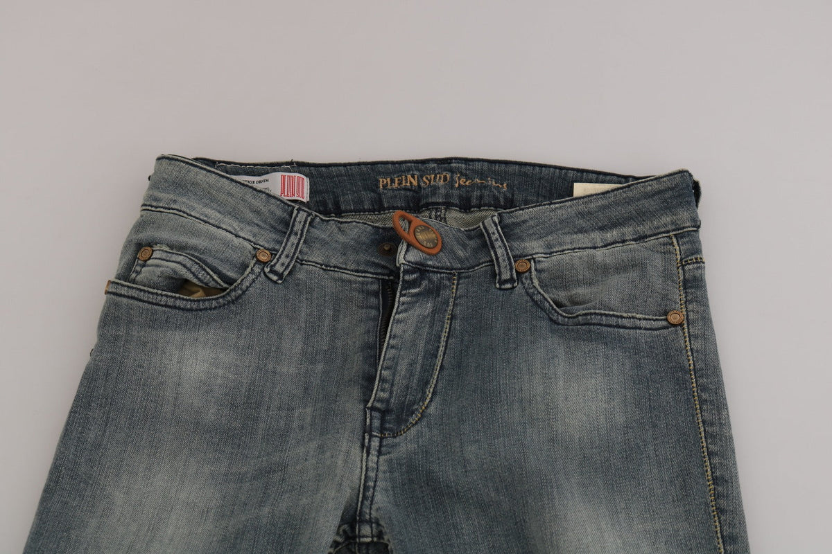 PLEIN SUD Blue Washed Low Waist Slim Fit Skinny Denim Casual Jeans