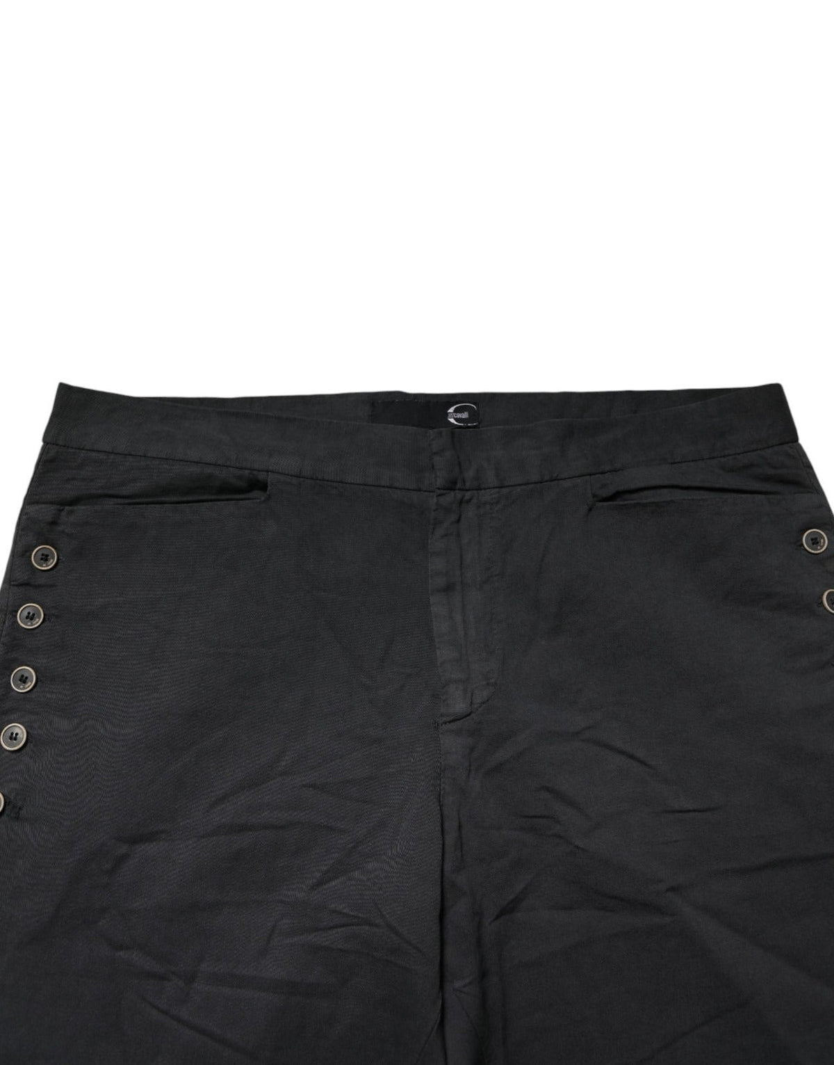 Just Cavalli Black Straight Fit Mid Waist Denim Trouser Jeans