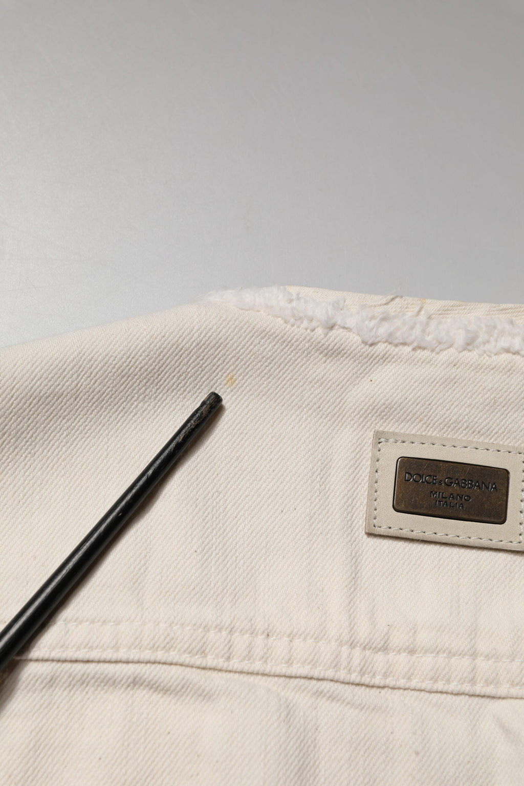 Dolce & Gabbana Off White Cotton Full Zip Denim Men Blouson Jacket