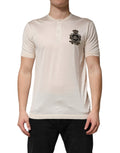 Dolce & Gabbana Off White Silk Logo Patch Men Henley T-shirt