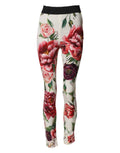 Dolce & Gabbana White Floral Leggings Stretch Waist Pants