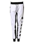 Frankie Morello Black White Skinny Jogger Sweatpants Pants