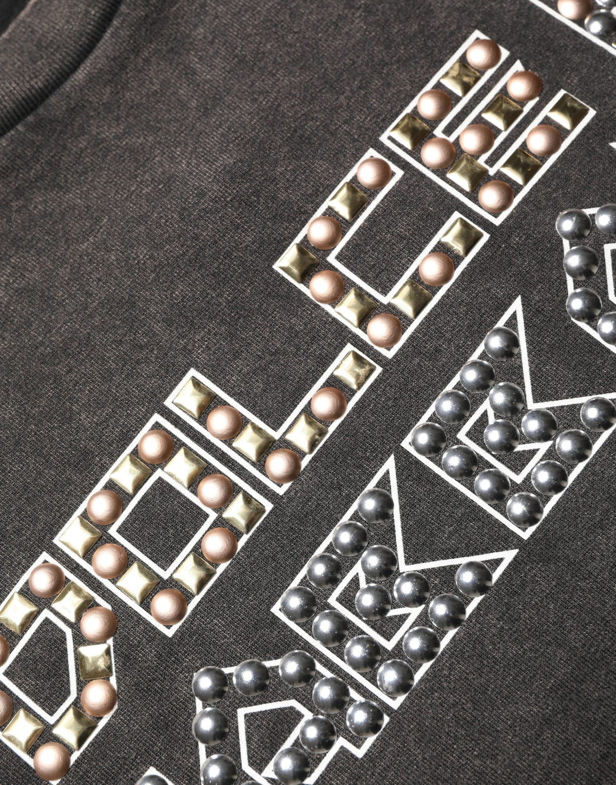 Dolce & Gabbana Gray Logo Embellished Men Crew Neck T-shirt
