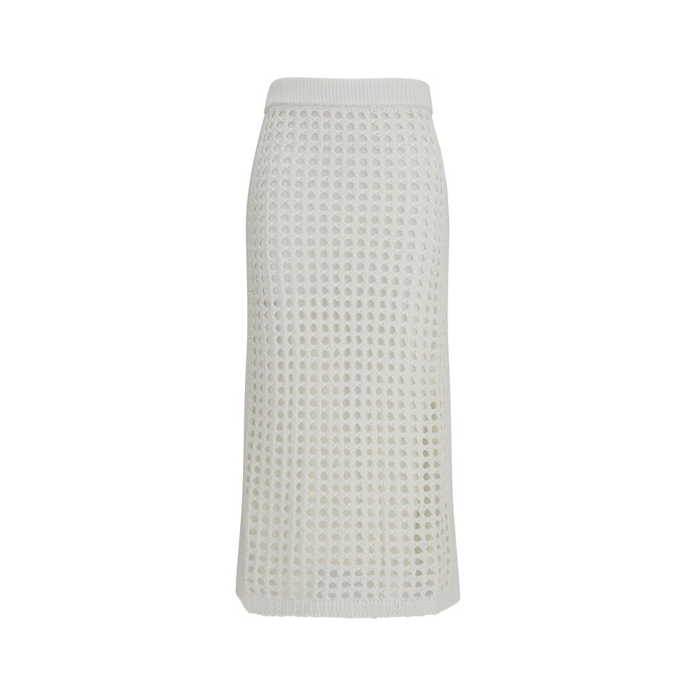 Max Mara Pure White Cotton Midi Skirt
