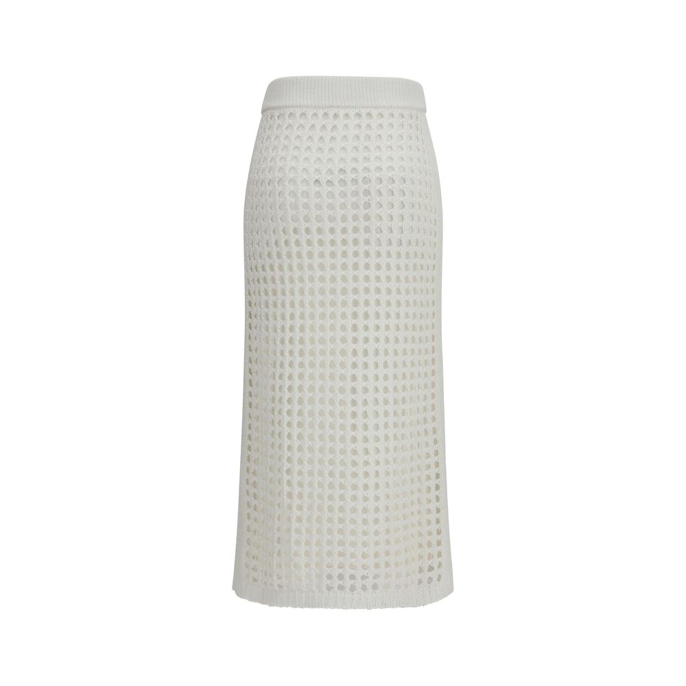Max Mara Pure White Cotton Midi Skirt