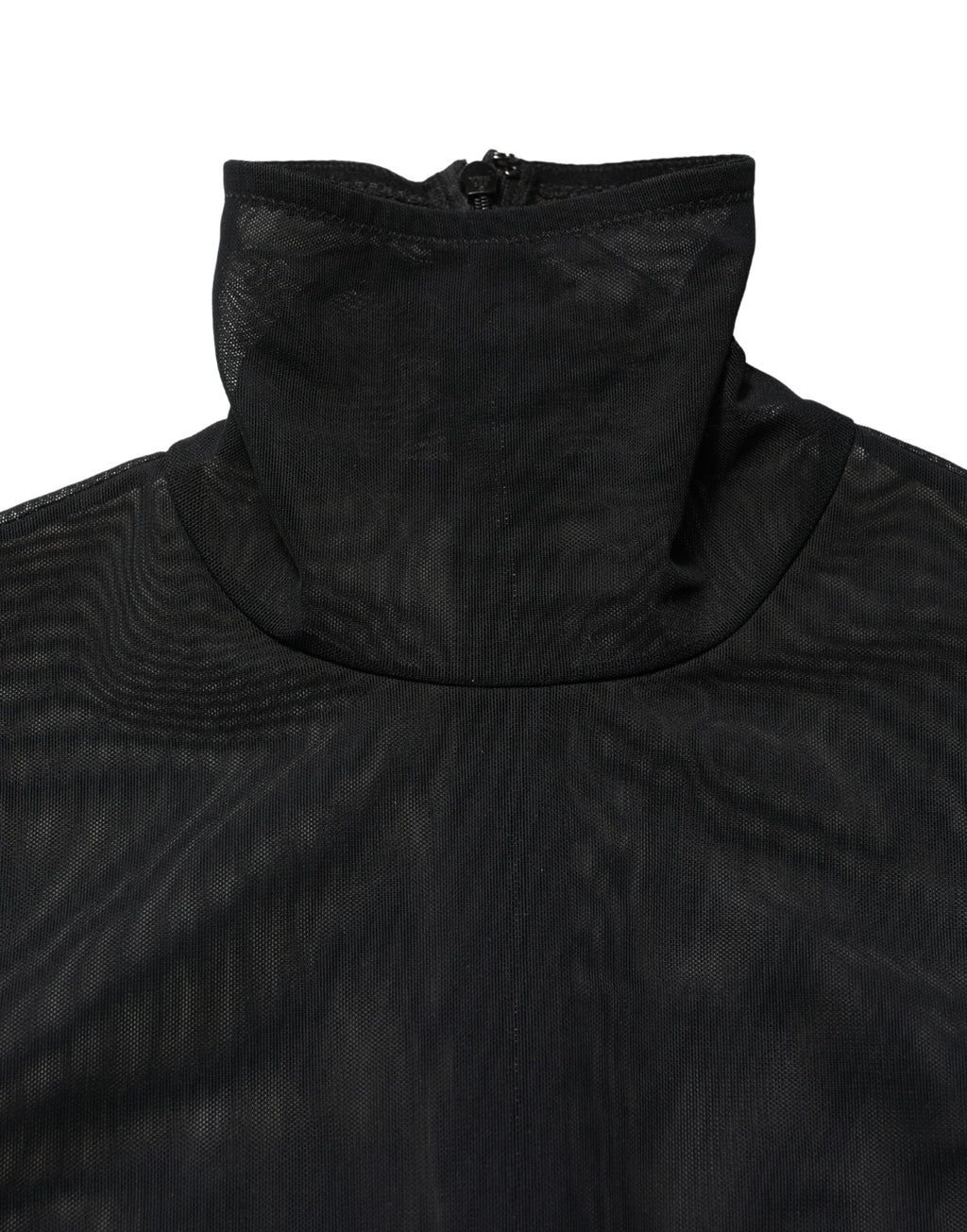 Dolce & Gabbana Black Nylon Sheer Turtleneck Jumpsuit Dress