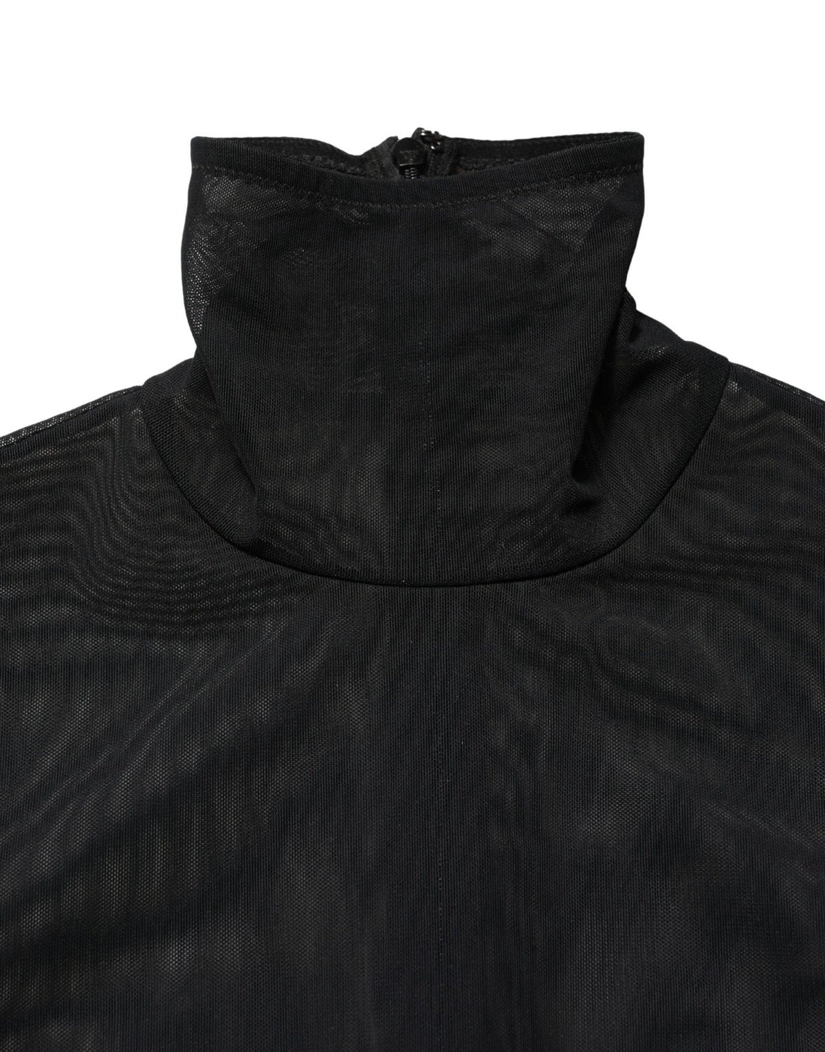 Dolce & Gabbana Black Nylon Sheer Turtleneck Jumpsuit Dress