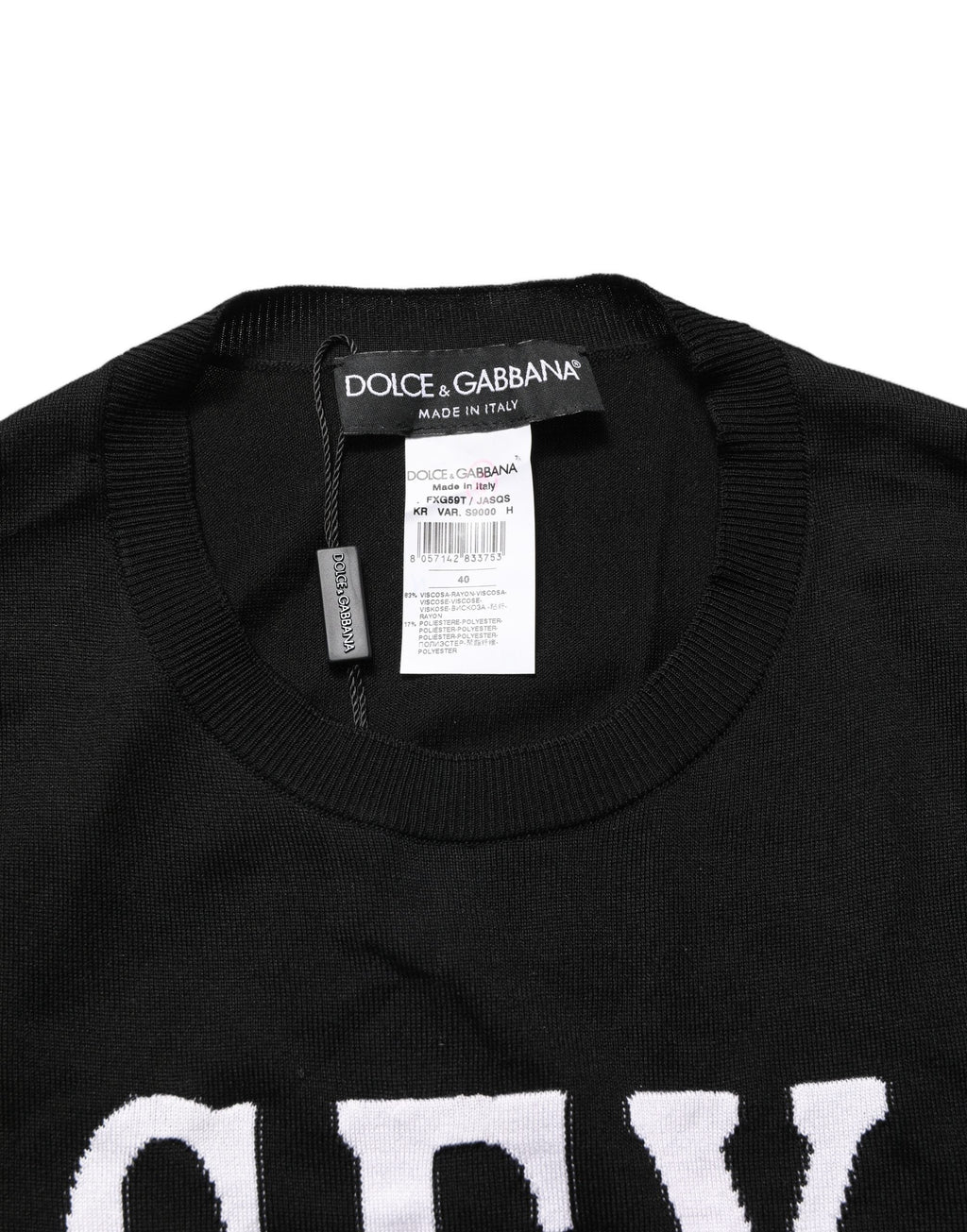 Dolce & Gabbana Black Graphic Print Long-Sleeved Top