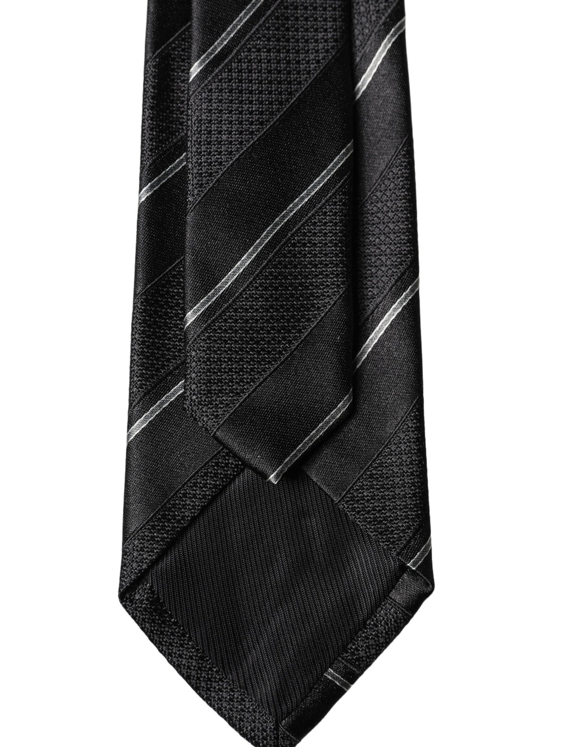 Dolce & Gabbana Dark Gray White Stripes 100% Silk Adjustable Men Necktie Tie