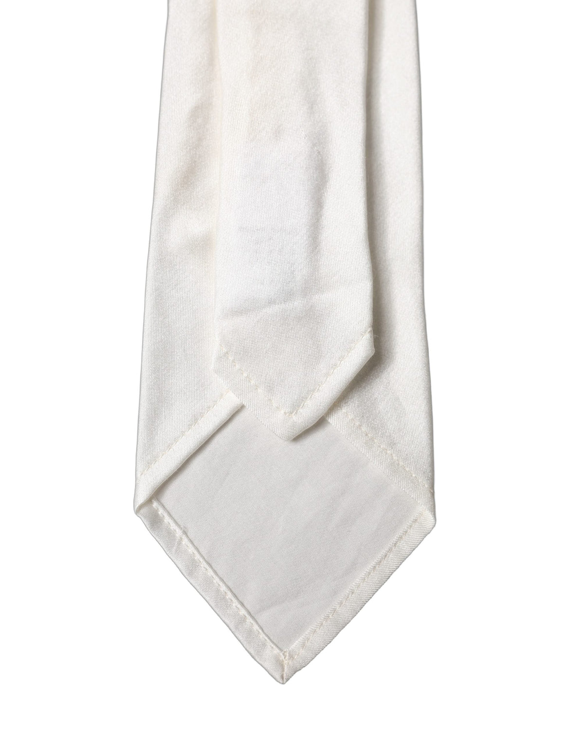 Dolce & Gabbana White Solid Silk Blend Adjustable Men Tied Necktie Tie