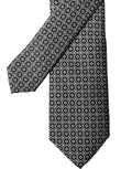 Dolce & Gabbana Gray White Patterned Silk Adjustable Men Necktie Tie
