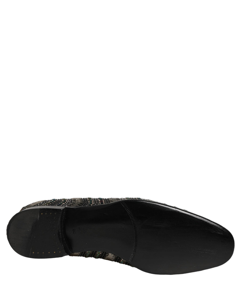 Dolce & Gabbana Black Silver Embellished Slip On Loafers Shoes