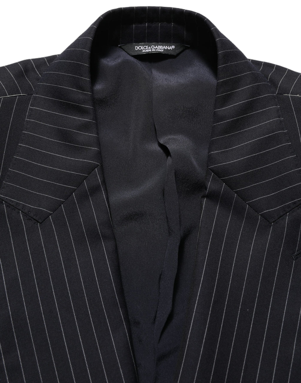 Dolce & Gabbana Dark Gray Stripes Wool Double Breasted Jacket
