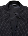 Dolce & Gabbana Dark Gray Stripes Wool Double Breasted Jacket