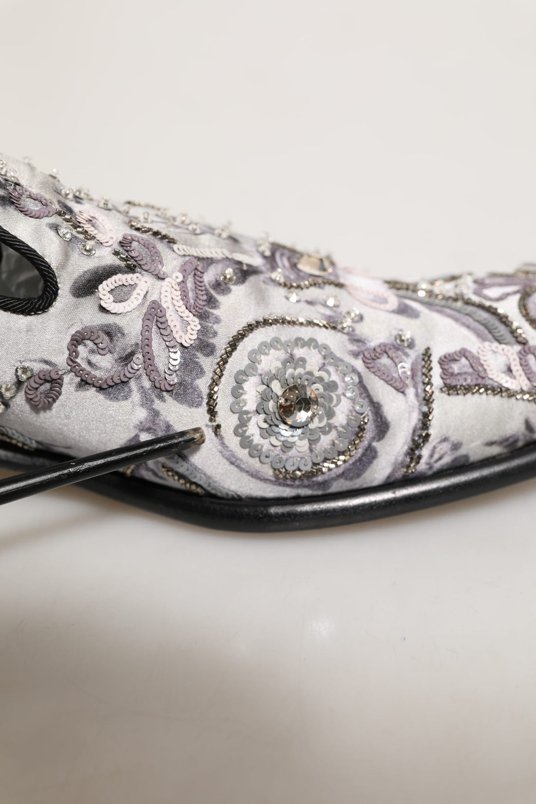 Dolce & Gabbana White Sequined Formal Slip On Loafers Shoes
