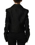 Dolce & Gabbana Black Floral Brocade Biker Blouson Jacket