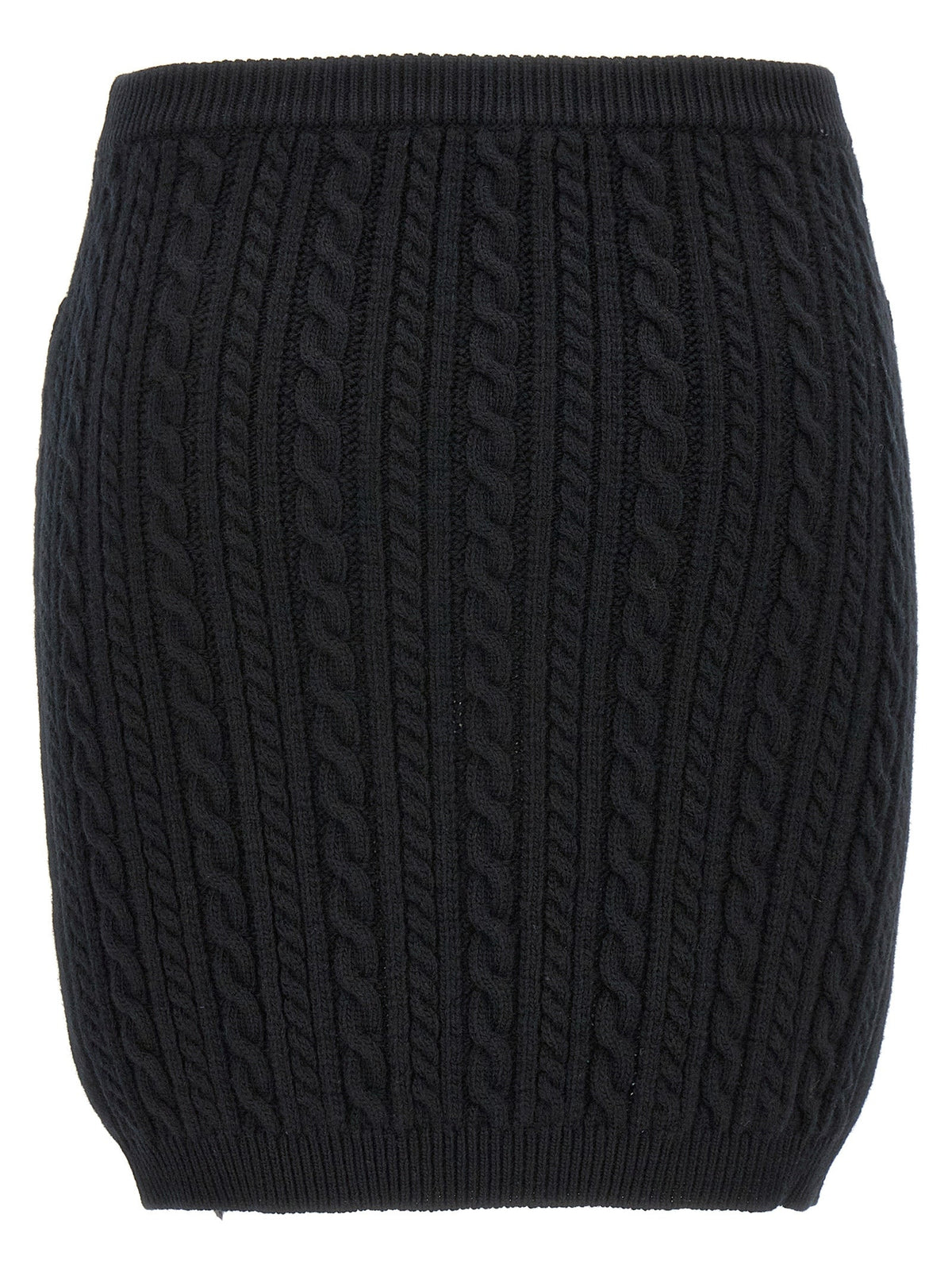 Alessandra Rich Black Wool Long Skirt