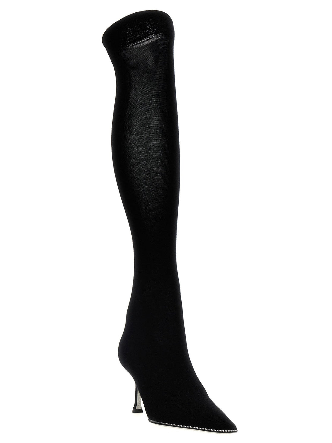 RENE CAOVILLA Black Leather Over The Knee