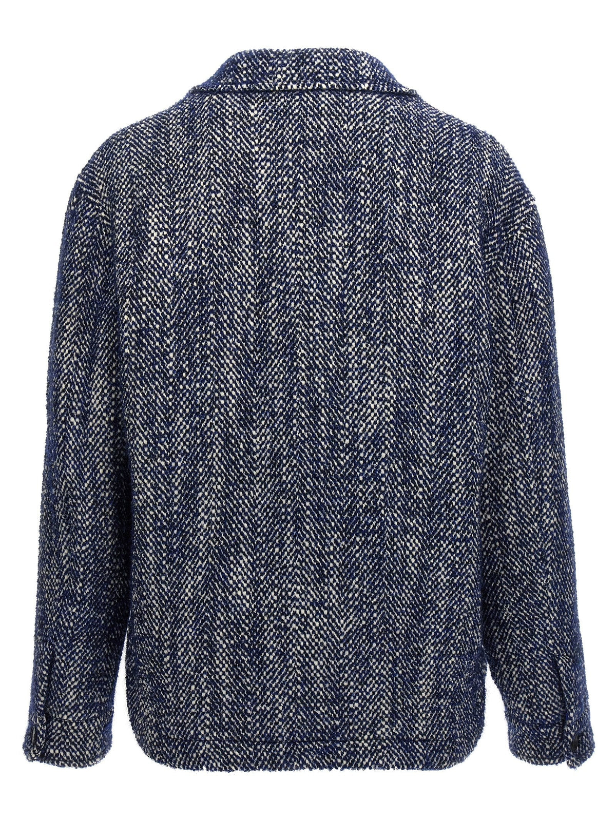 Etro Blue Wool Full-Length Jacket