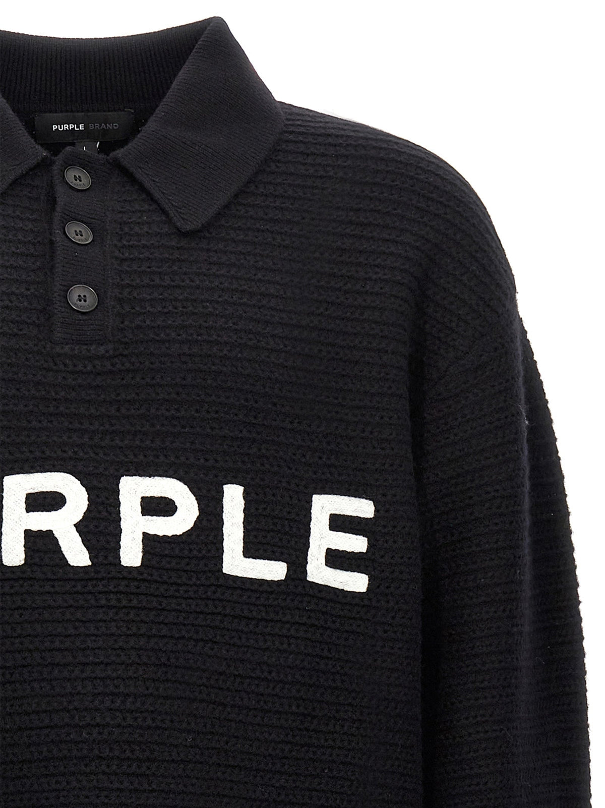 PURPLE Black Wool Cardigan