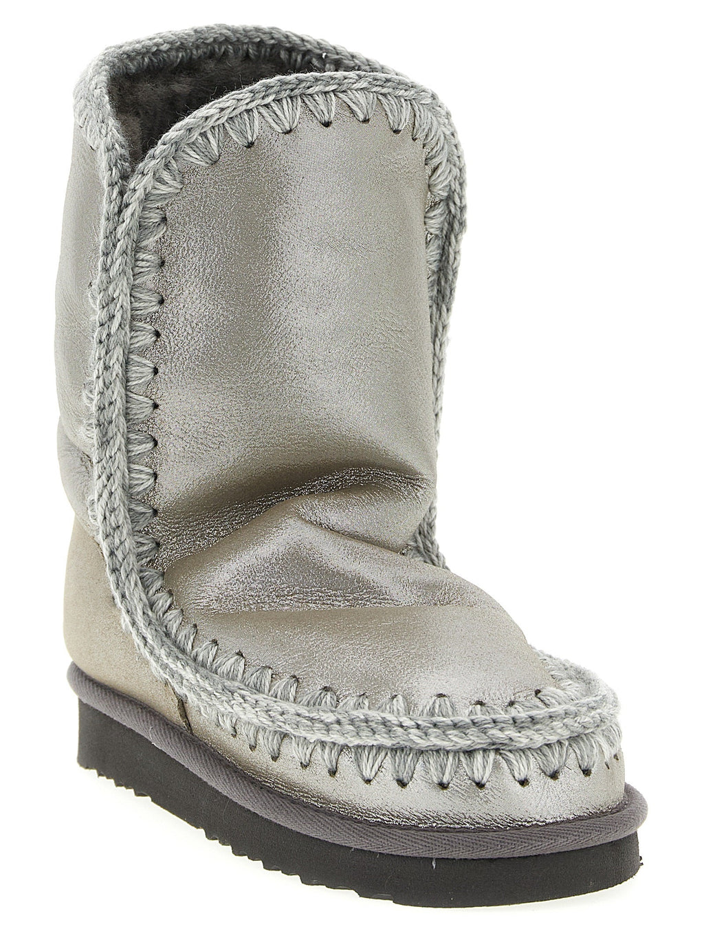 Mou Silver Lambskin Ankle Boots