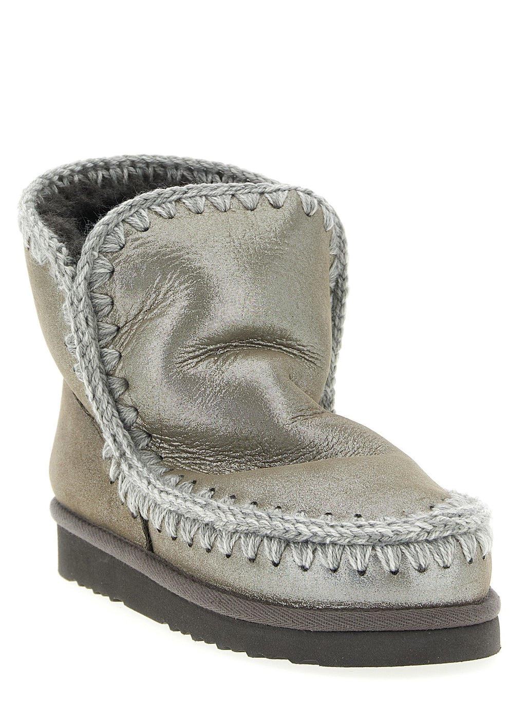 Mou Silver Lambskin Ankle Boots