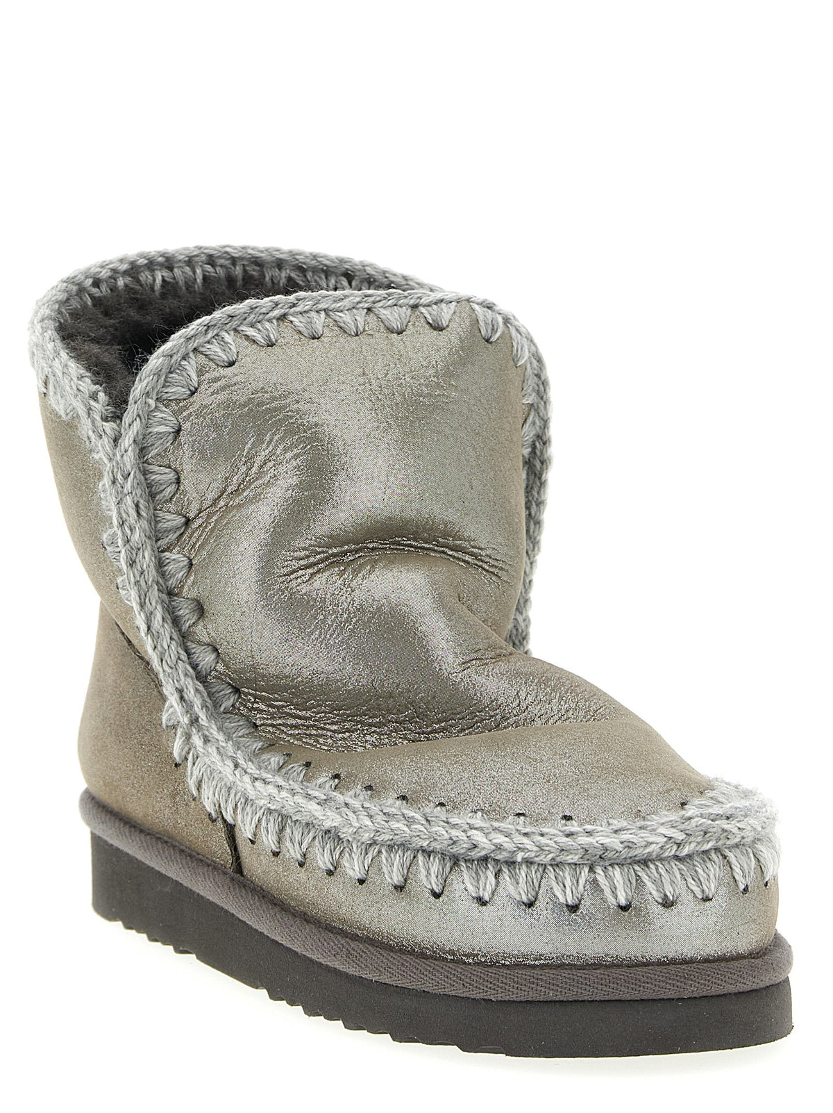 Mou Silver Lambskin Ankle Boots