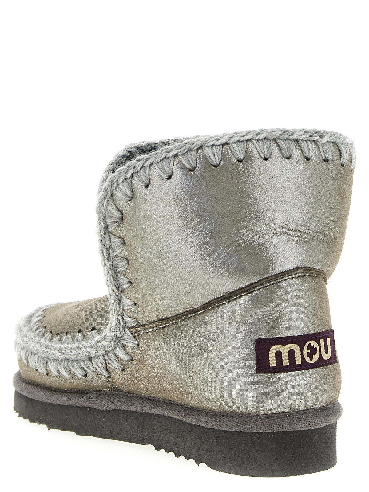 Mou Silver Lambskin Ankle Boots