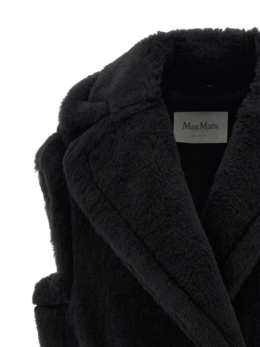 Max Mara Black Alpaca Leather Sleeveless Jacket
