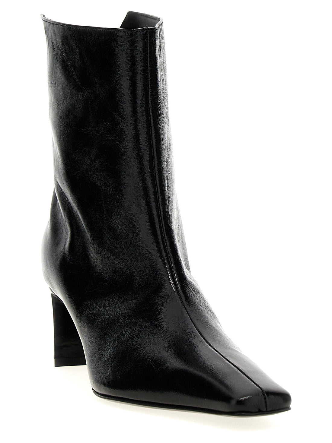 Khaite Black Calfskin Ankle Boots