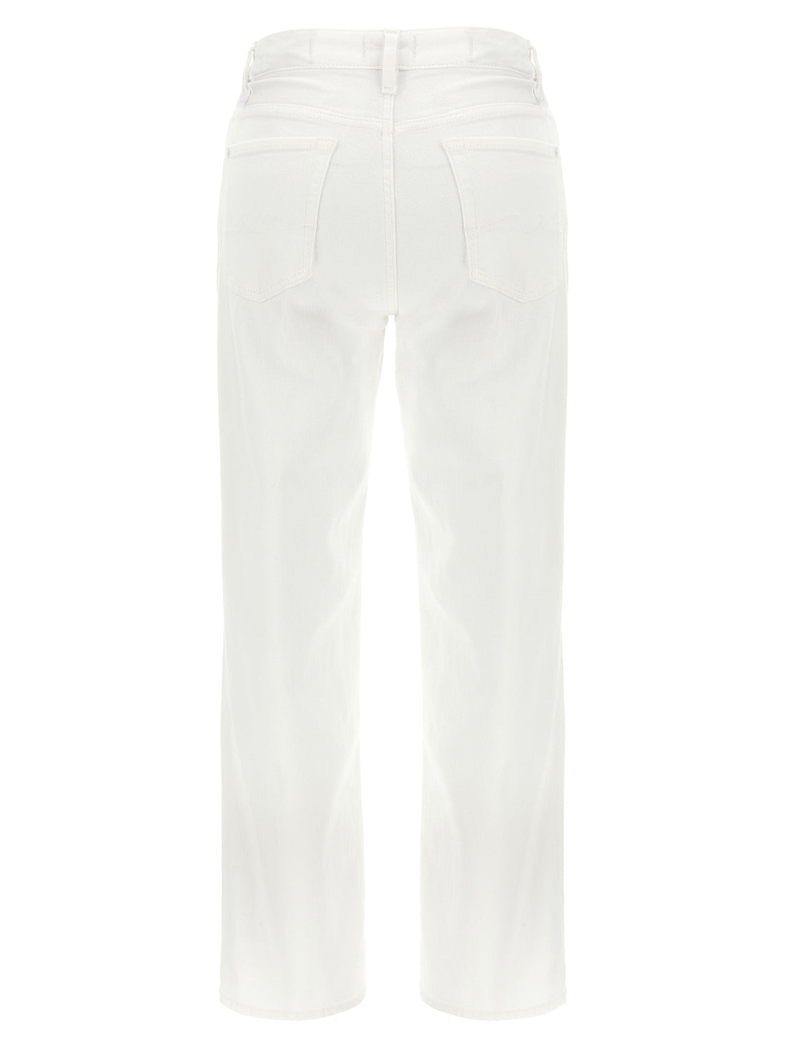 7 For All Mankind White Cotton High-Waisted Jean