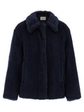Max Mara Blue Alpaca Leather Coat