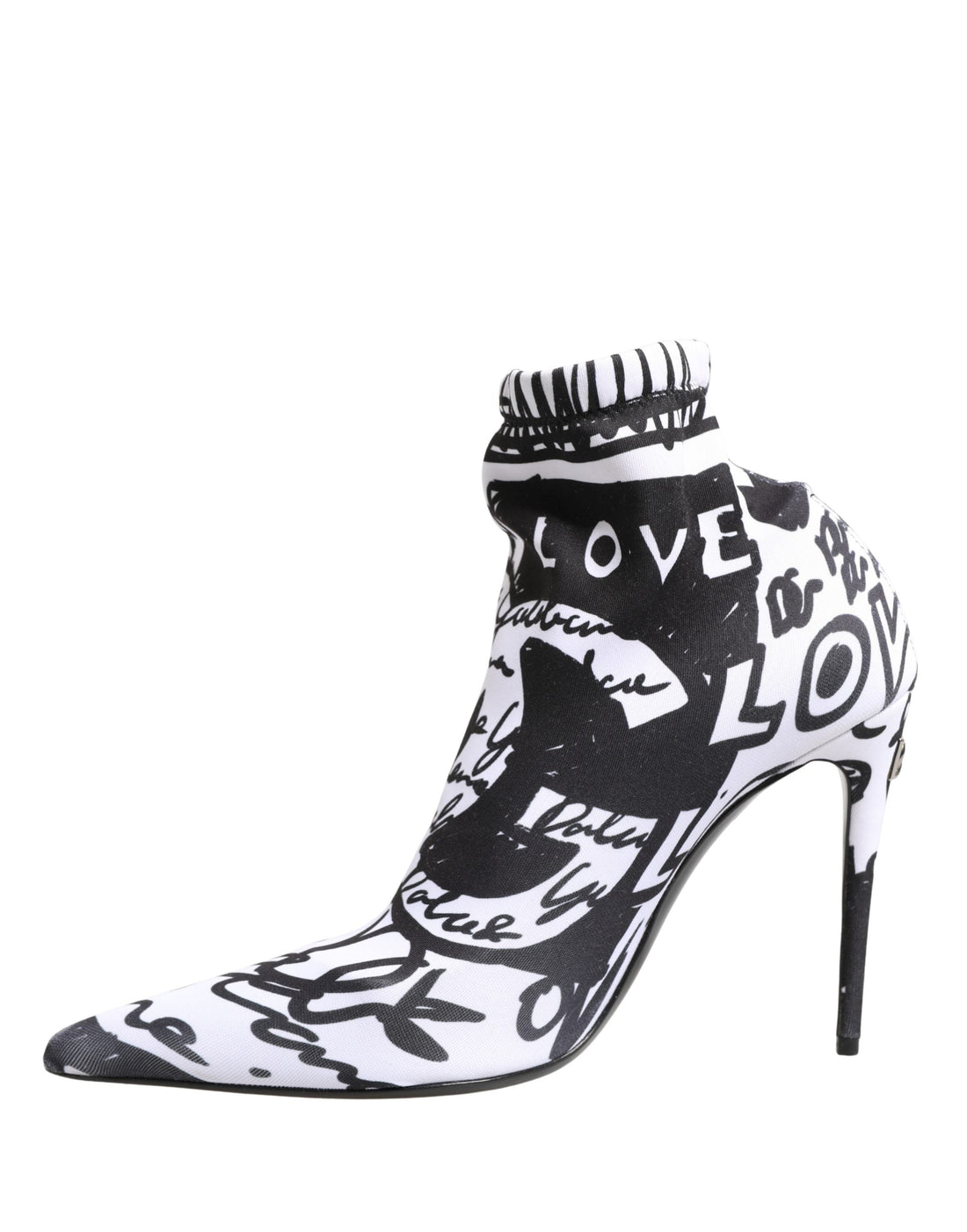 Dolce & Gabbana White Graffiti Stretch Ankle Boots Shoes