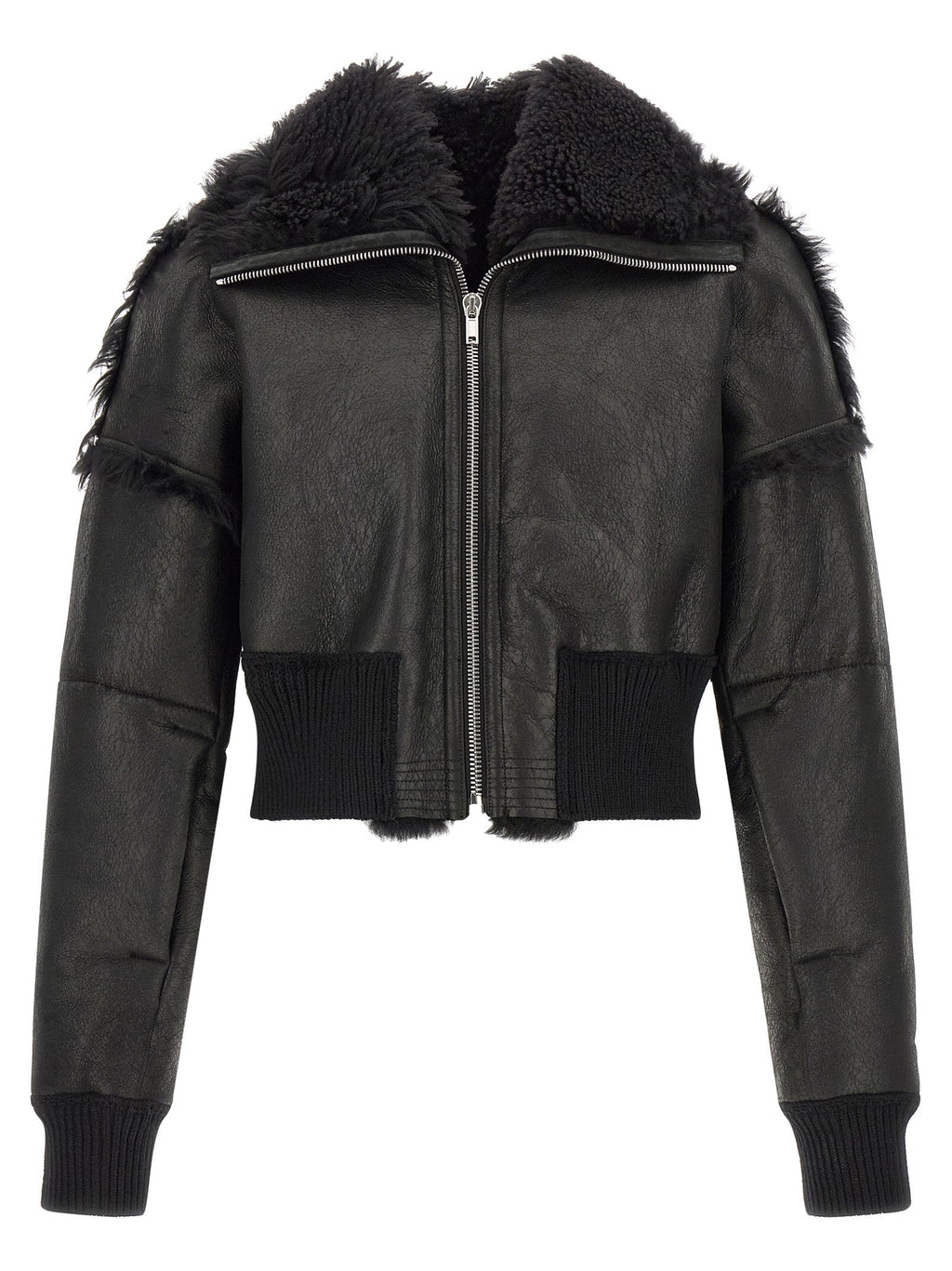 Rick Owens Black Lamb Fur Leather Jacket