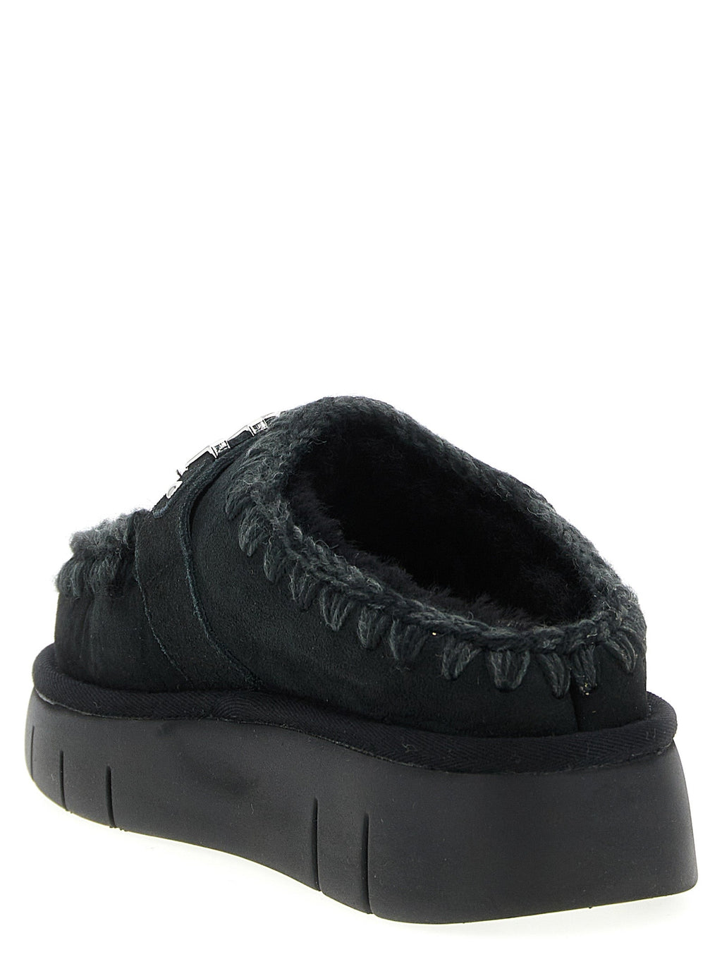 Mou Black Lamb Leather Clogs