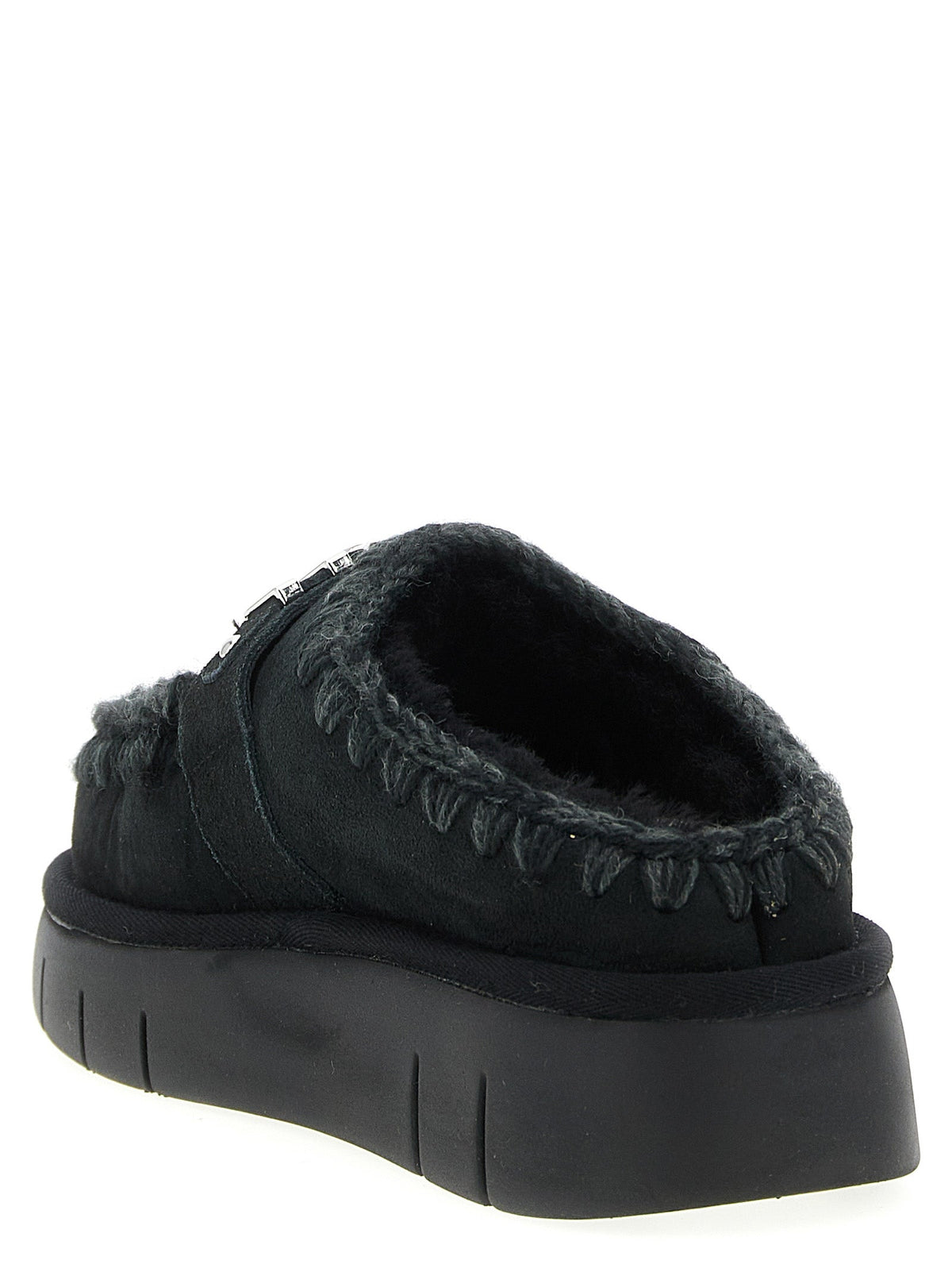 Mou Black Lamb Leather Clogs