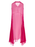 Dries Van Noten Fuchsia Silk Midi Dress