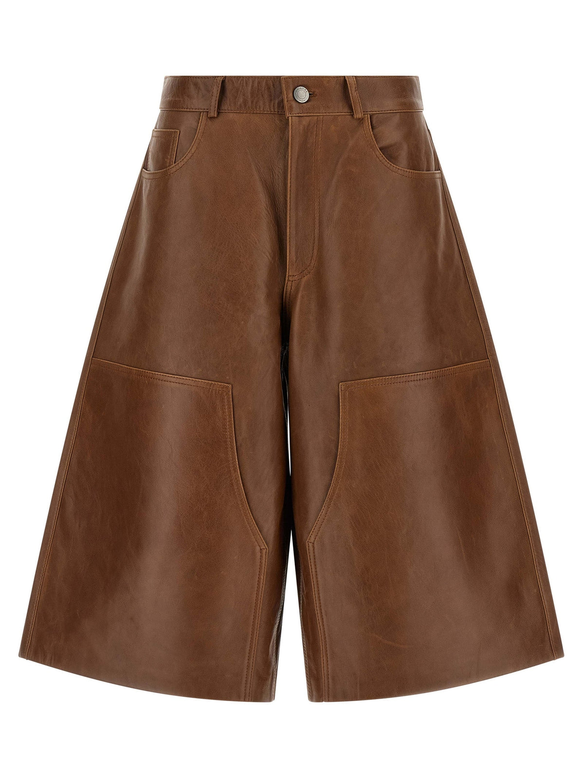 Haikure Brown Lambskin Bermuda Shorts