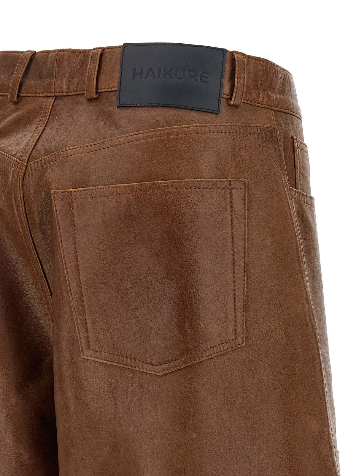 Haikure Brown Lambskin Bermuda Shorts