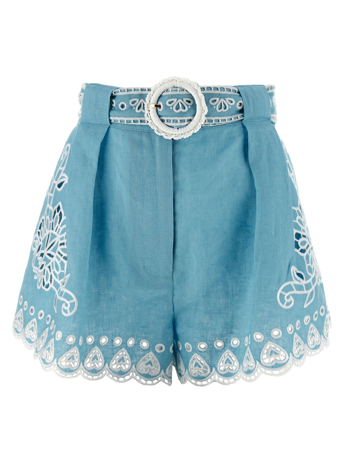 FARM RIO Blue Linen Bermuda Shorts