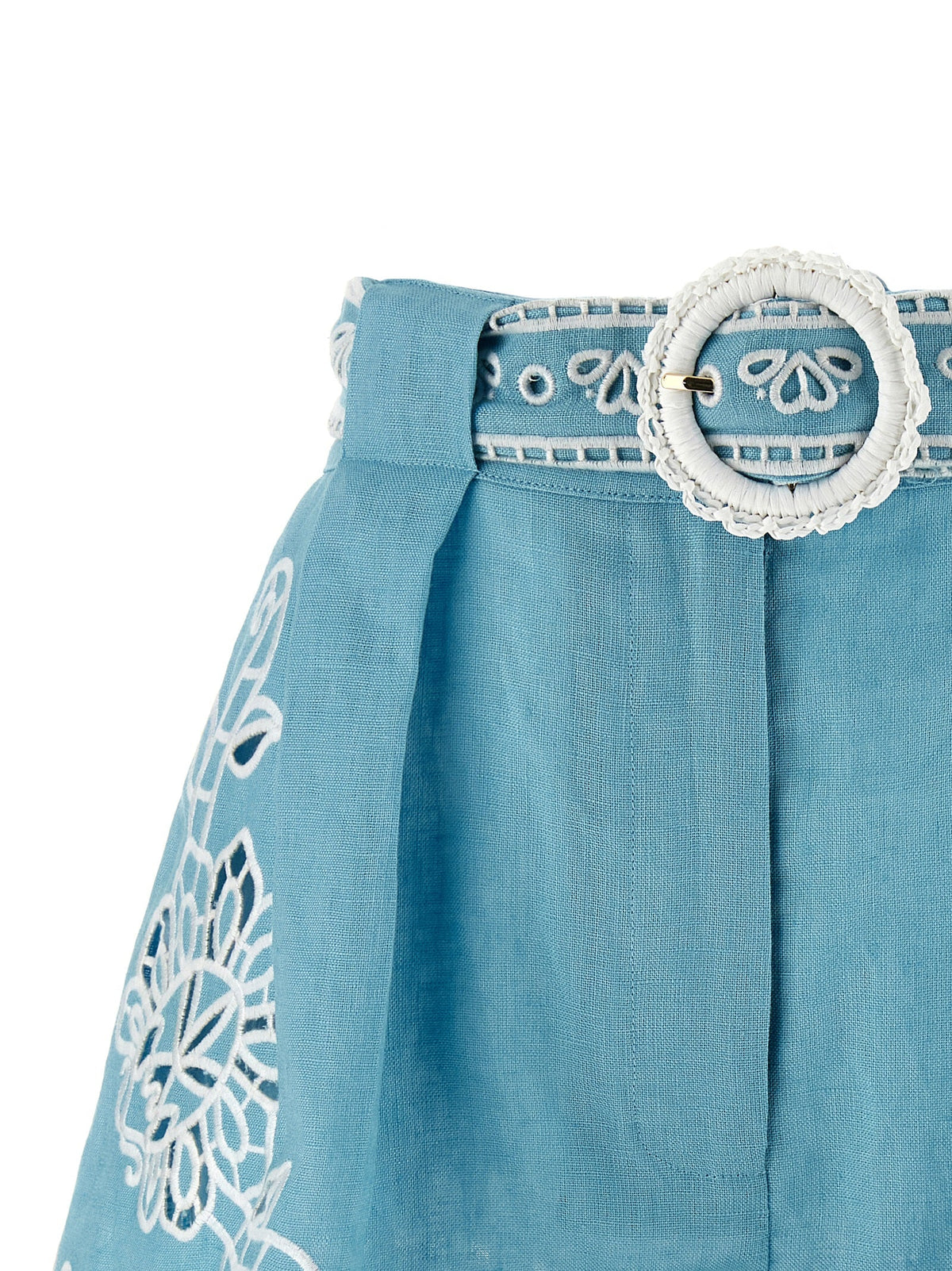 FARM RIO Blue Linen Bermuda Shorts