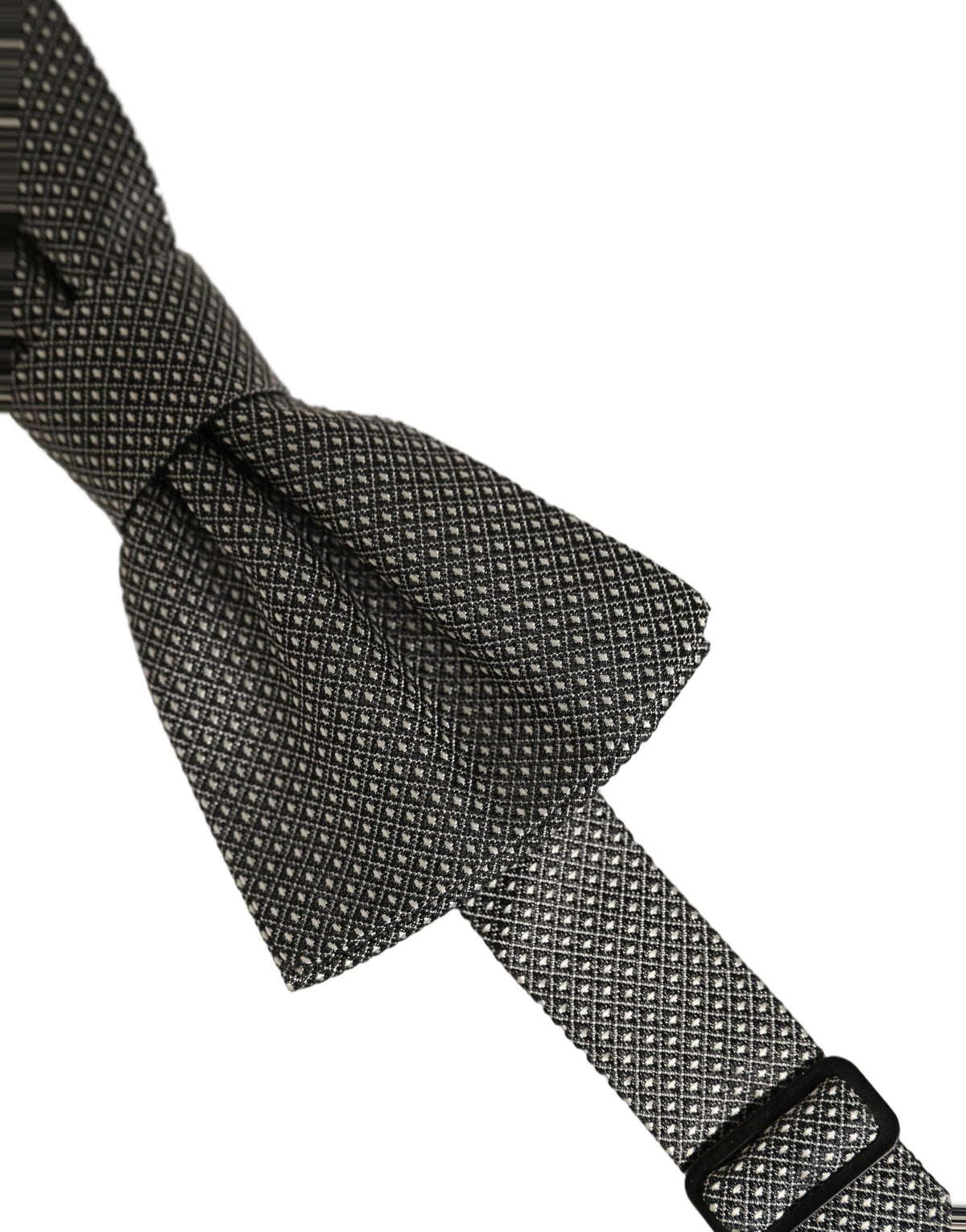 Dolce & Gabbana Men Gray Silk Patterned Adjustable Neck Papillon Bow Tie