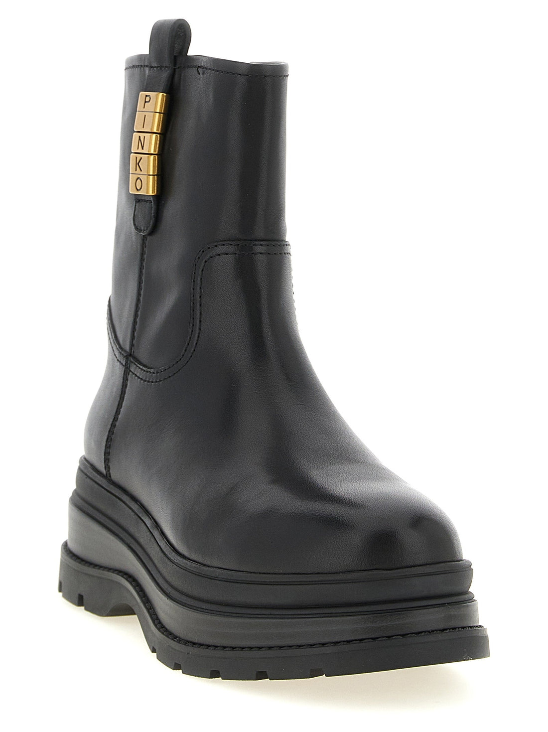 PINKO Black Cowhide Ankle Boots