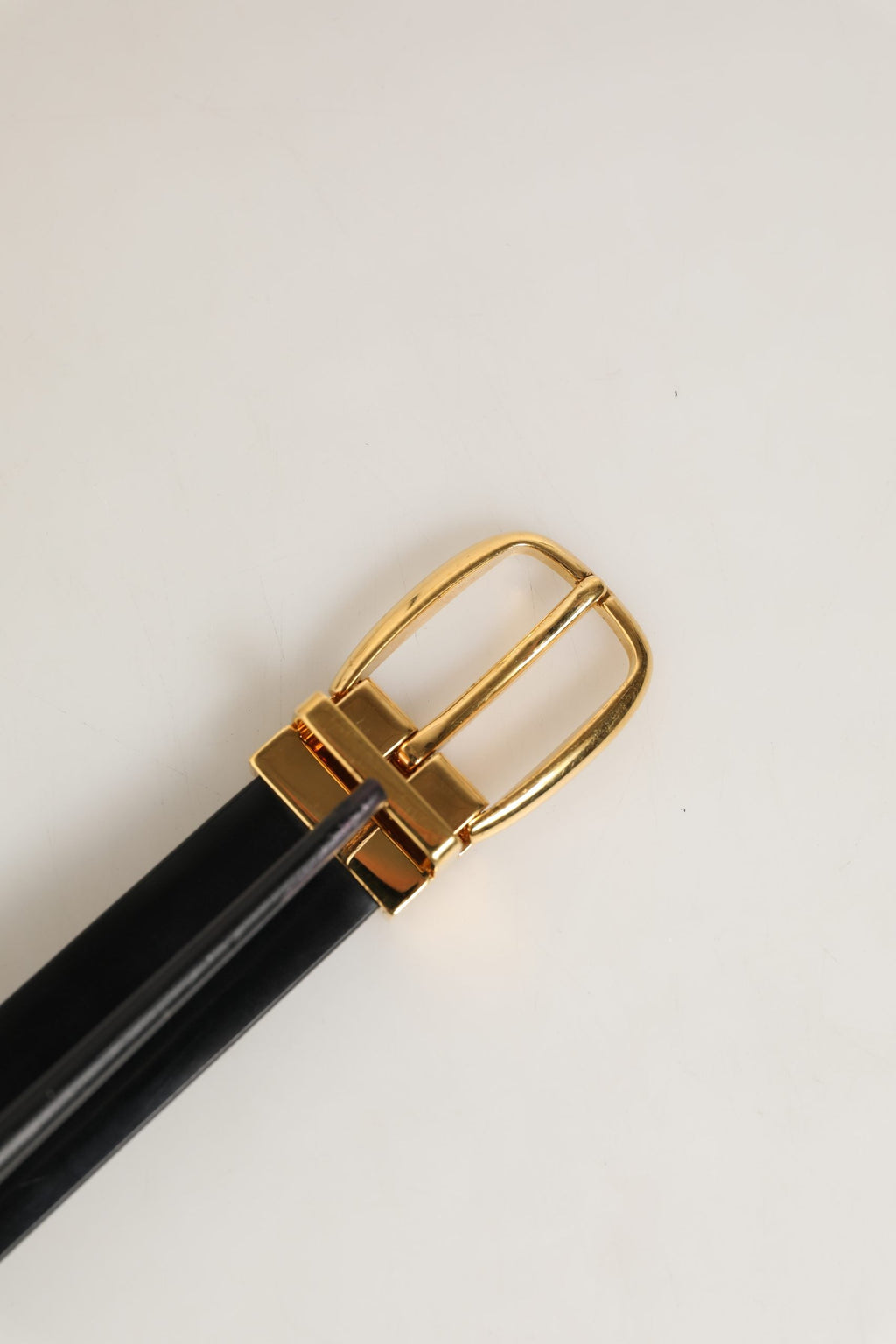 Dolce & Gabbana Black Leather Gold Tone Metal Buckle Belt