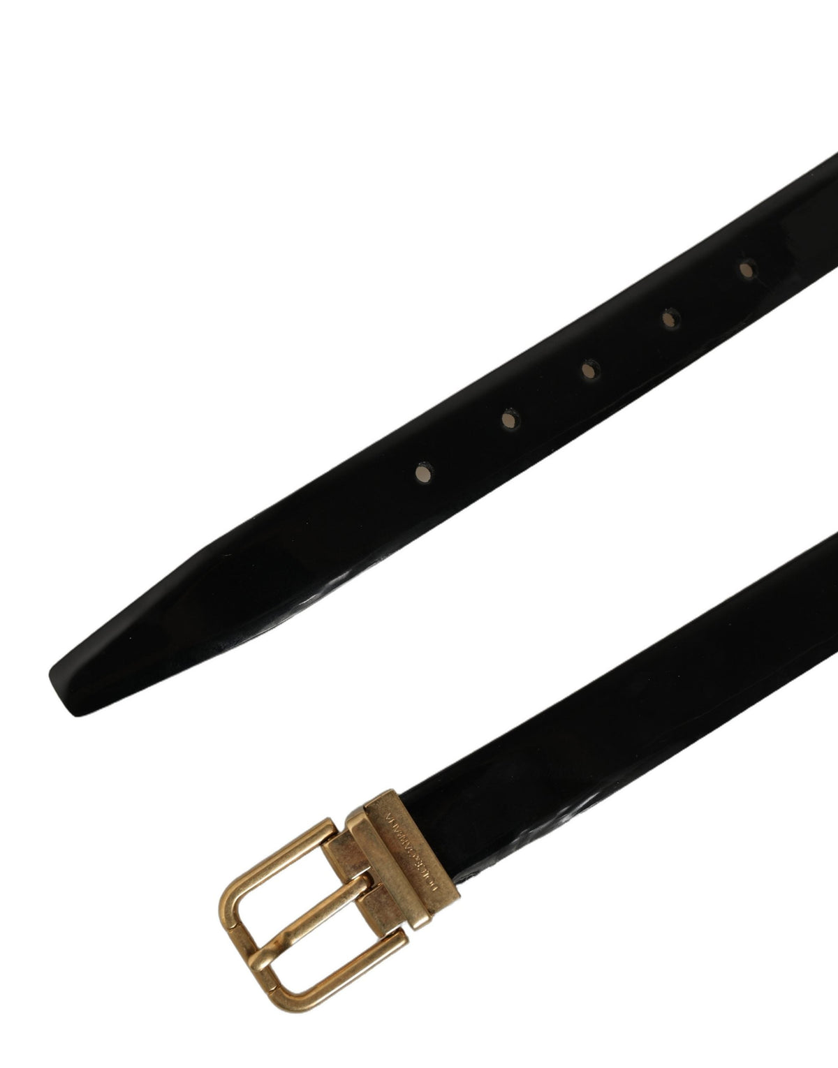 Dolce & Gabbana Black Classic Leather Gold Tone Buckle Belt
